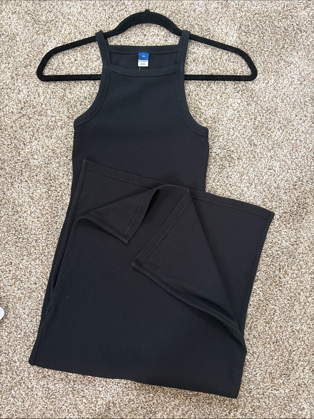 Old Navy Black Ribbed Crewneck Slit Dress